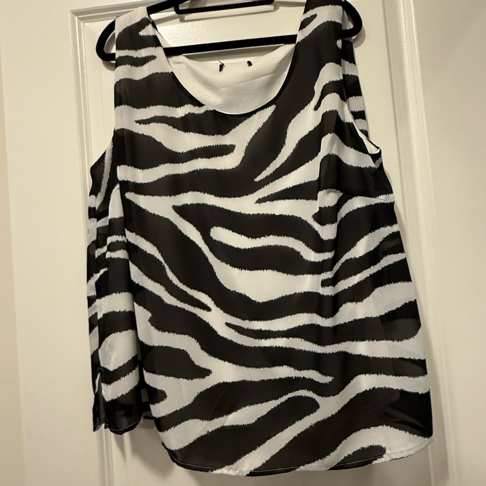 Black and White zebra Striped Top